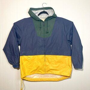 London Fog ( Yellow Green Blue ) Rain Jacket with Pockets Size L Rain Coat